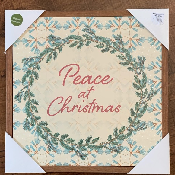 NWT “peace at christmas”  Christmas decor wall sign square holidays - Picture 2 of 3